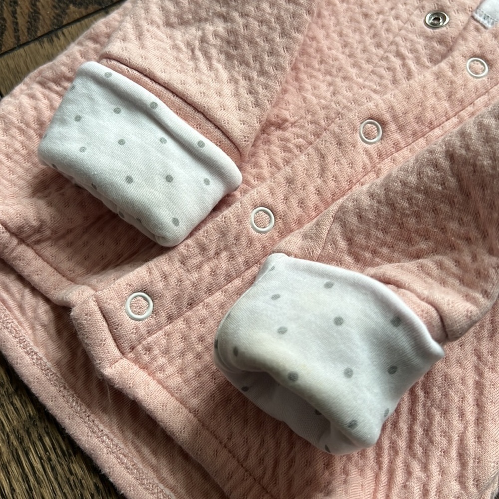 Livly easter bunny cardigan sweater 6-9 months baby light pink cream cotton - Picture 5 of 6